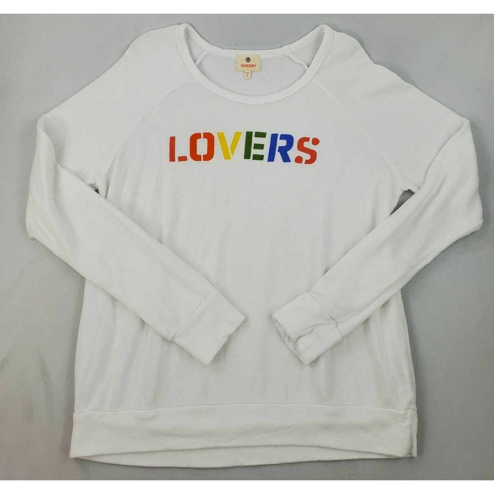 Sundry women sweatshirt pullover cotton Lovers white sz 2 USA made $128